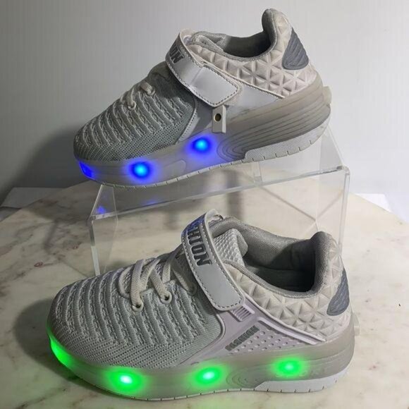 LED Light-Up Roller Skates‎ Kids Sneakers With USB Charging  White Size 35 - Picture 4 of 14